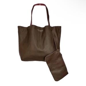 Fiore Italy NEW Prezzo Reversible Crinkled Textured & Ostrich Leather with Pouch